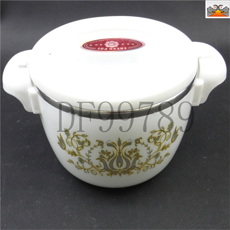 DF99789 4-piece insulated bucket, White printed insulated Lunch box, 4-piece insulated lunch box, DF TRADING HOUSE details Picture