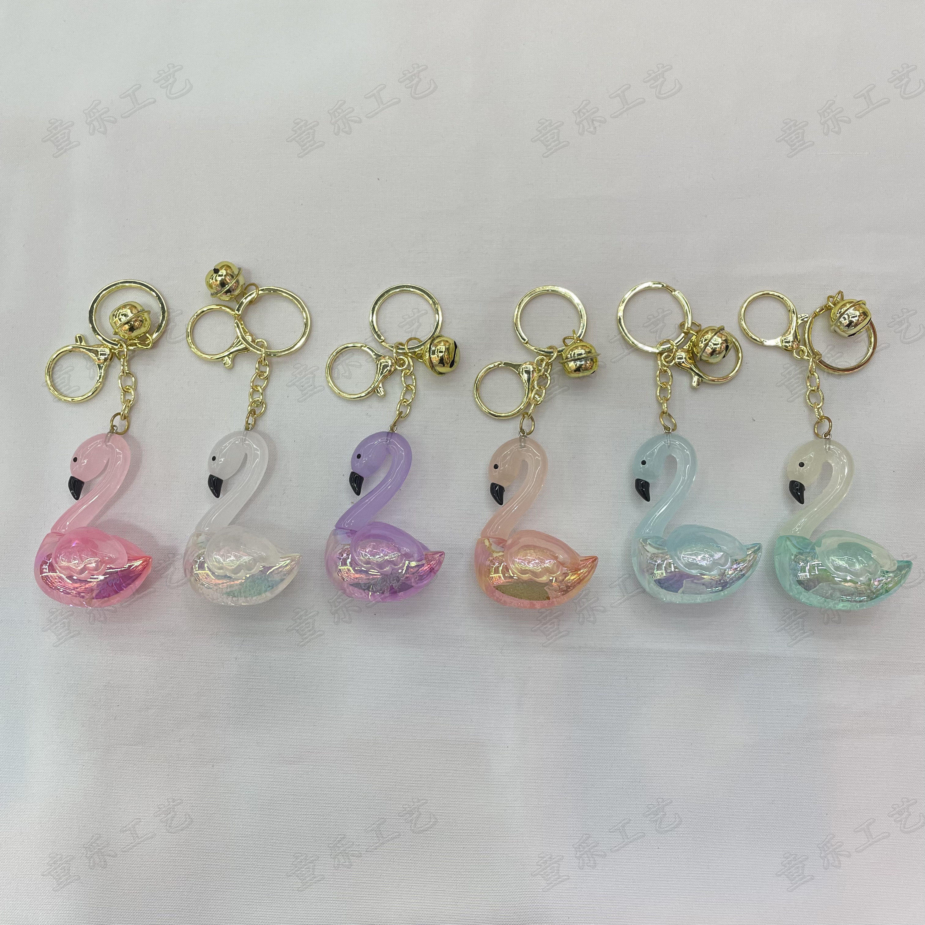 炫彩水晶小天鹅兔子亚克力钥匙链可爱书包钥匙挂件汽车挂饰饰品钥匙扣