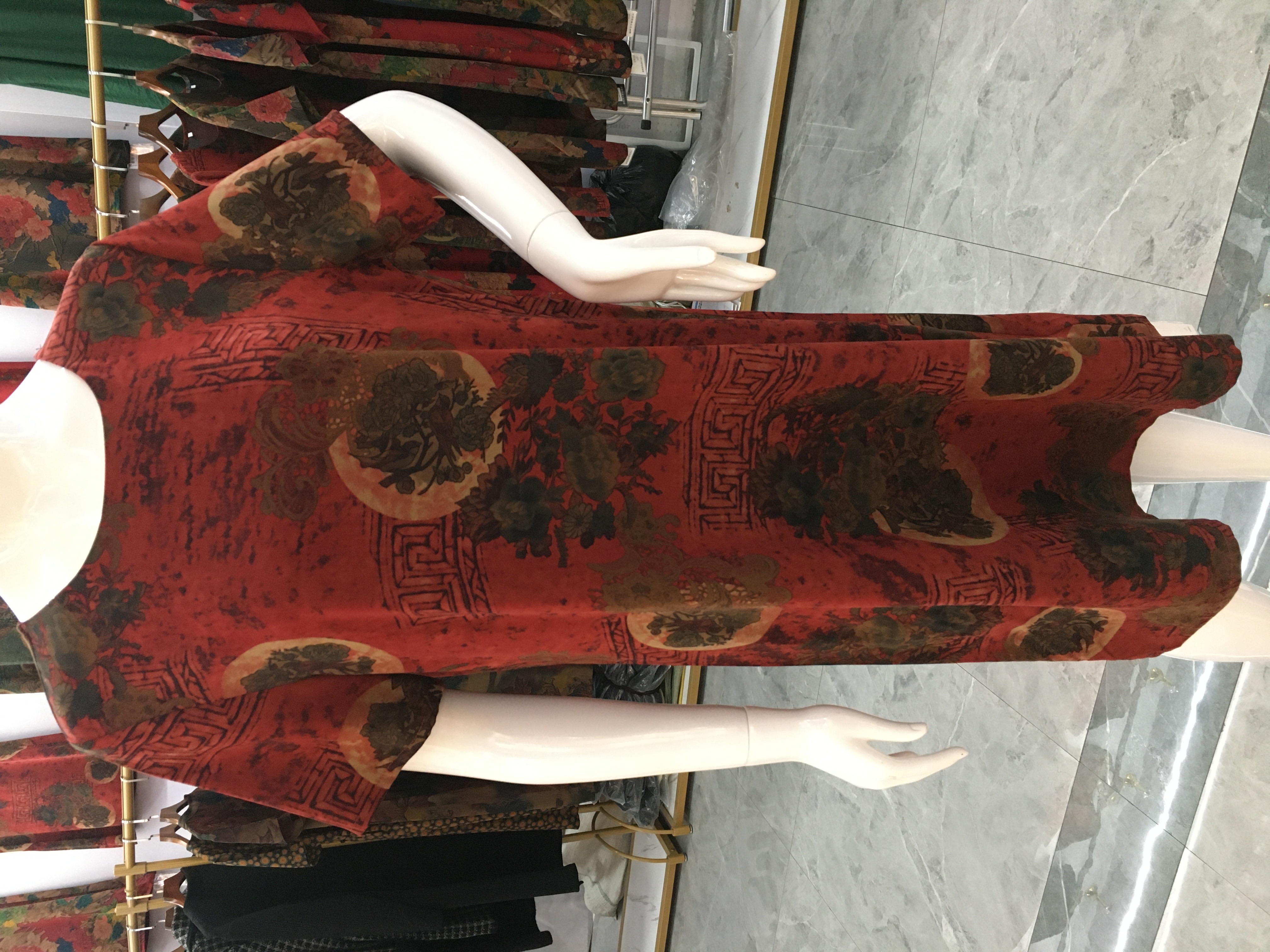 Silk-like dress for middle-aged and elderly people