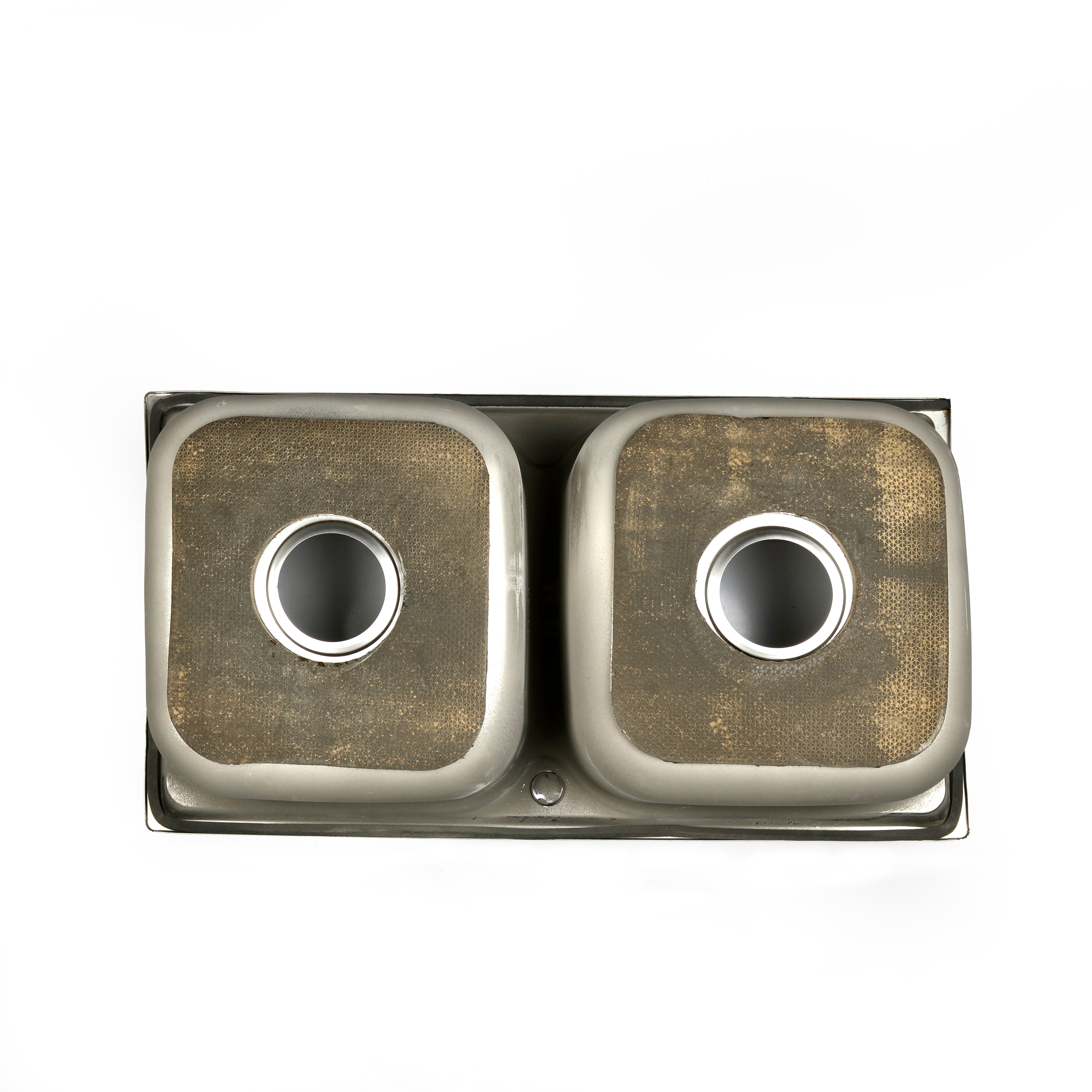 A household stainless steel sink for washing hands, dishes and vegetables in the kitchen, with a double sink Application Scenario