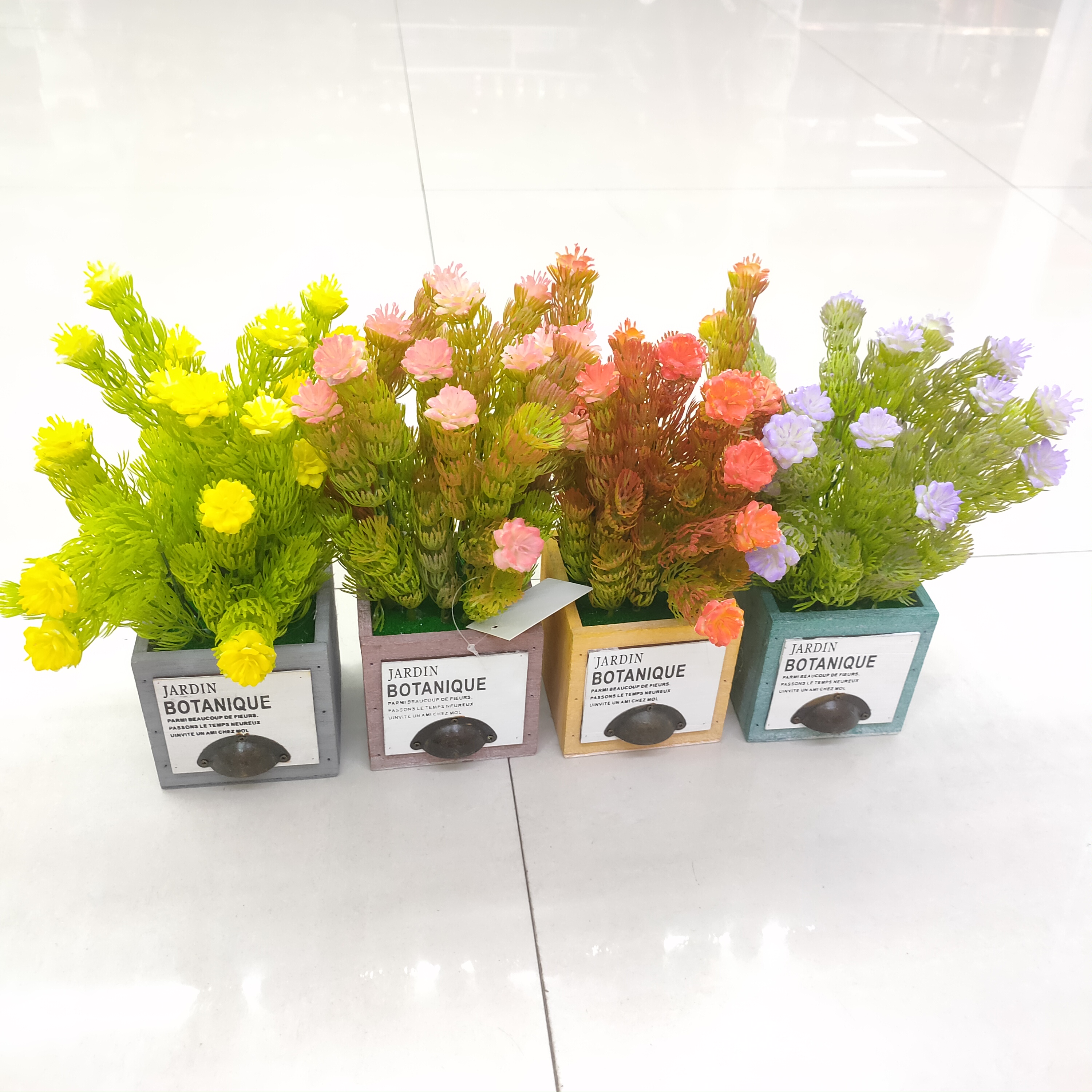 新款仿真花木头盆绿植茶花盆景装饰客厅卧室餐厅摆件