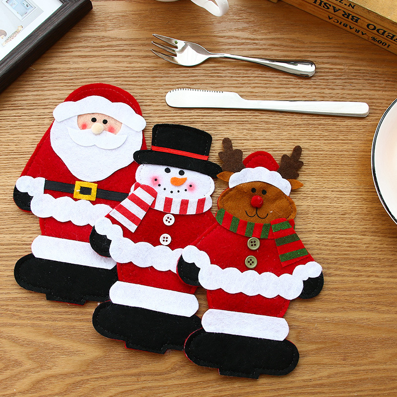 新款圣诞装饰品 新款圣诞老人刀叉套 圣诞桌面卡通餐具刀叉袋批发详情图4