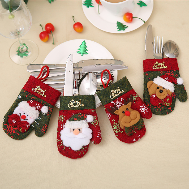 New Christmas decoration items, restaurant table decorations, tableware covers, knife and fork covers, gift bags, Christmas glove styles details Picture