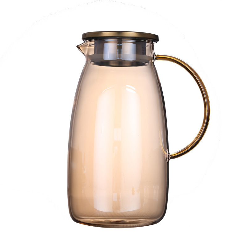 Colorful glass cold water bottle, simple household large-capacity cold water bottle set, anti-explosion and high-temperature resistant glass cold water bottle Specification image