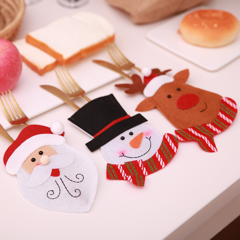 Hao Bei's new Christmas decorative items: table knife and fork sets, creative cartoon tableware sets, Santa Claus knife and fork bags Specification image