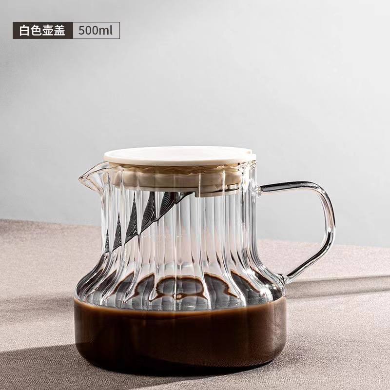 创意玻璃咖啡壶茶具套装竖纹高硼硅玻璃泡茶壶家用办公冲泡花茶壶详情图4