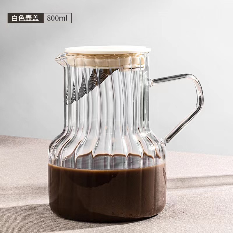 创意玻璃咖啡壶茶具套装竖纹高硼硅玻璃泡茶壶家用办公冲泡花茶壶详情图2