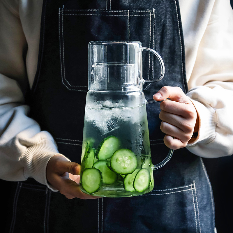 Cold water kettle, glass cooling water kettle, juice kettle, decoration kettle, cooling boiled water kettle, one kettle and one cup set details Picture
