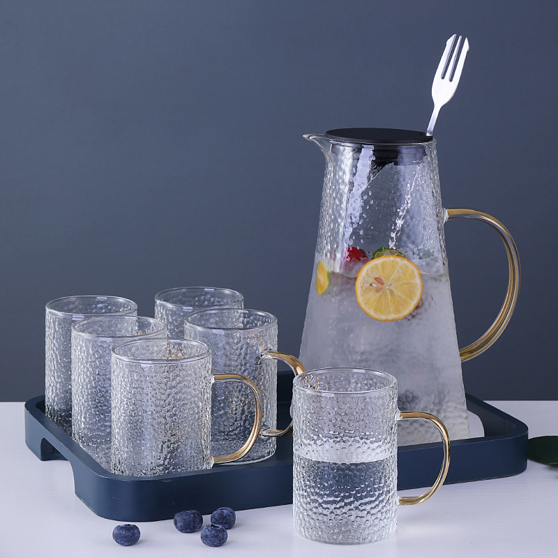加厚玻璃锤纹冷水壶高硼硅耐热防爆凉水壶晾白开水杯果汁壶 