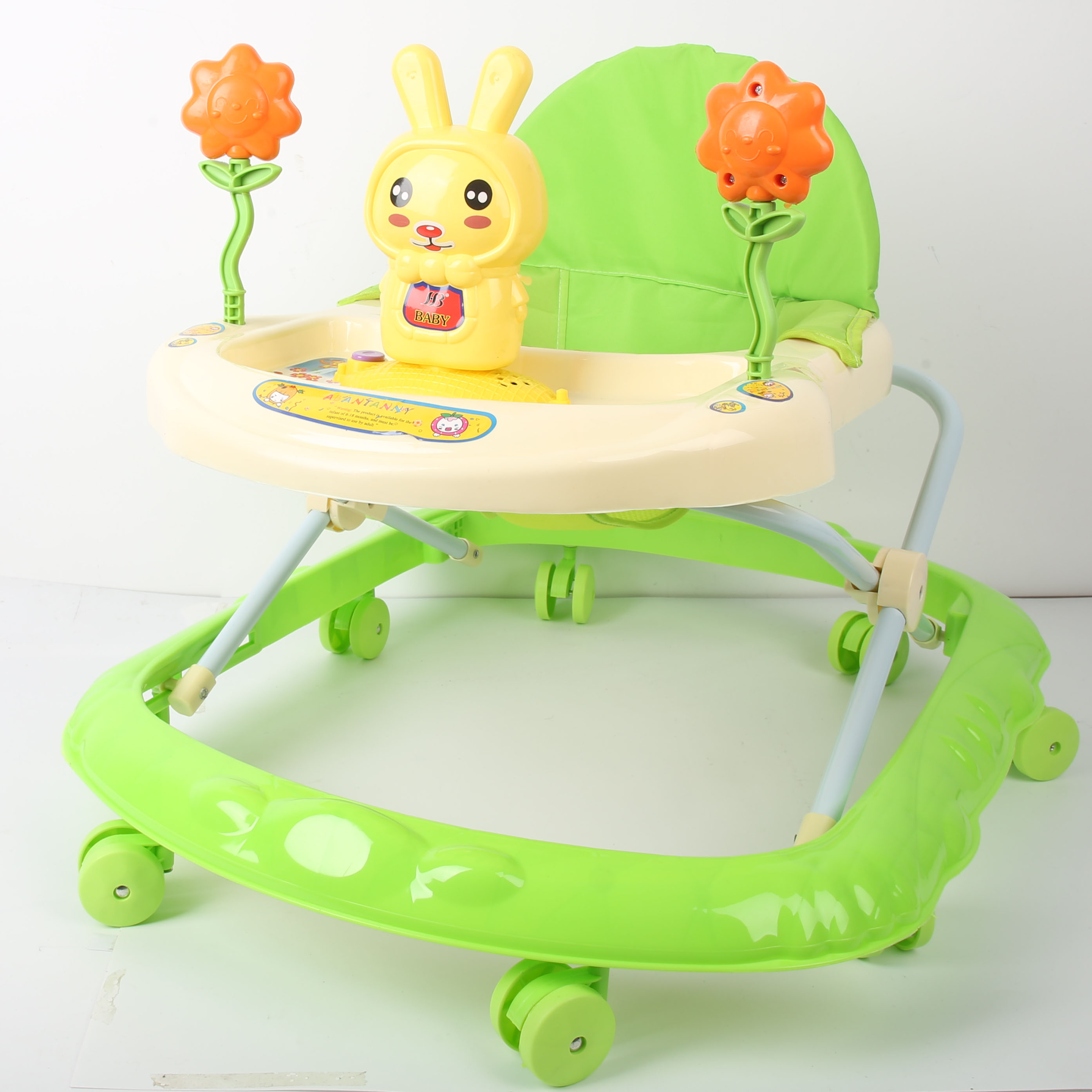 学步车防o型腿婴儿多功能防侧翻宝宝可坐可推学行车起步车童车学行车可爱绿色