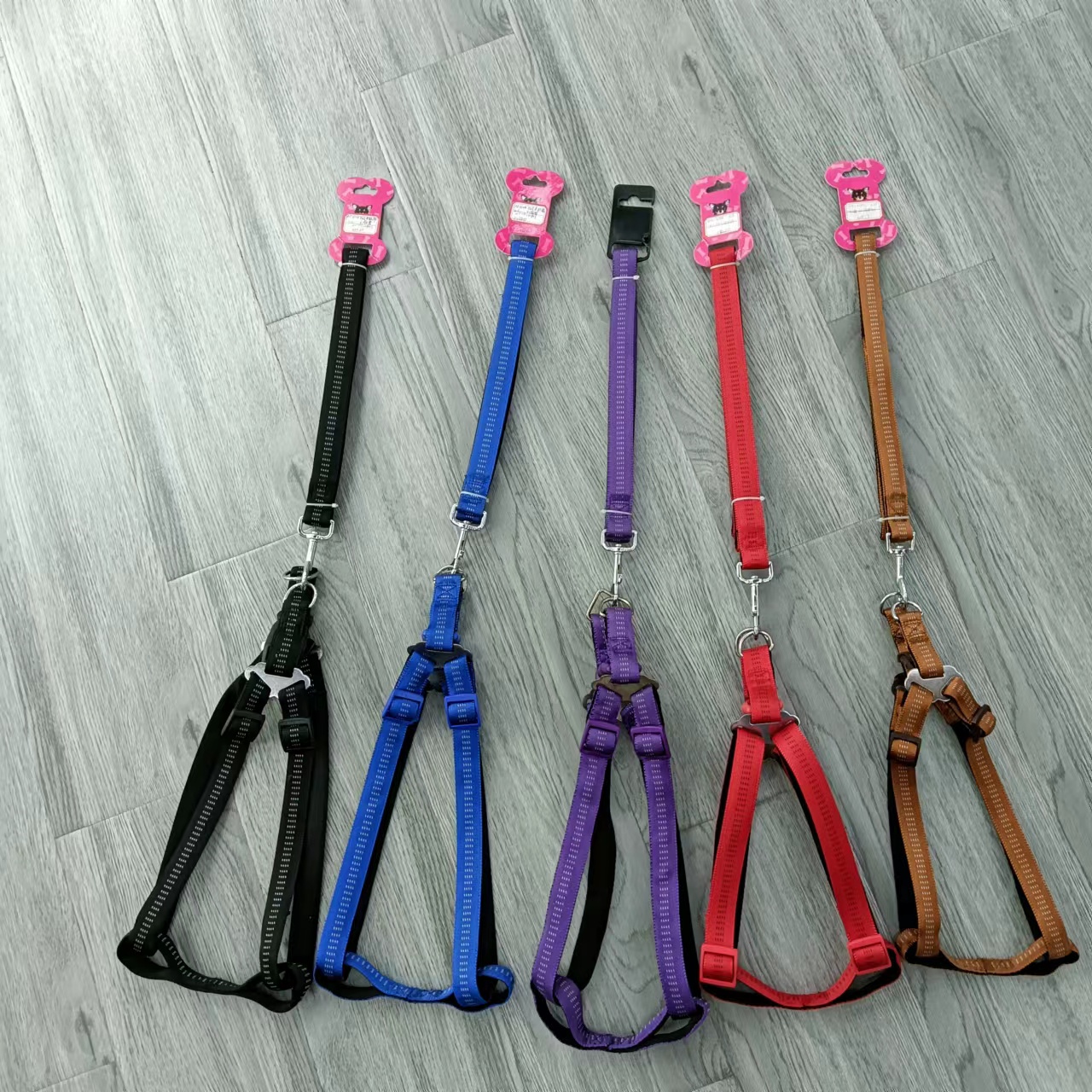 1.0双层软棉点点狗狗小型犬牵引绳泰迪小狗胸背两件套狗绳子柔软不伤肤宠物绳子