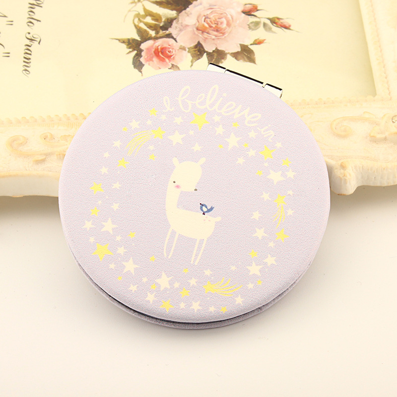 双面折叠小PU皮镜