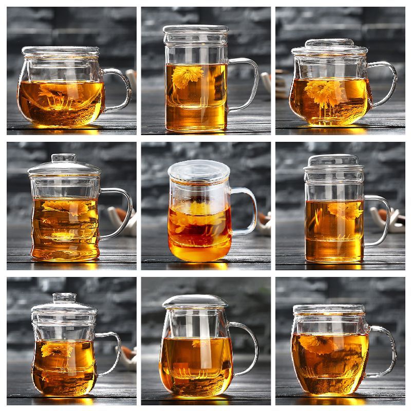 Filtering water cup, tea brewing set, office cup, heated high borosilicate glass tea set, tea cup