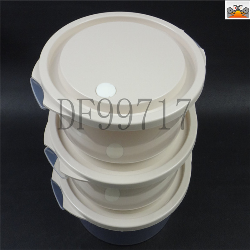 DF99717 three-piece plastic salad bowl, light luxury refrigerator storage box, fresh-keeping box, microwave heating lunch box, leftover food packing box, fruit sand DF TRADING HOUSE Item Picture