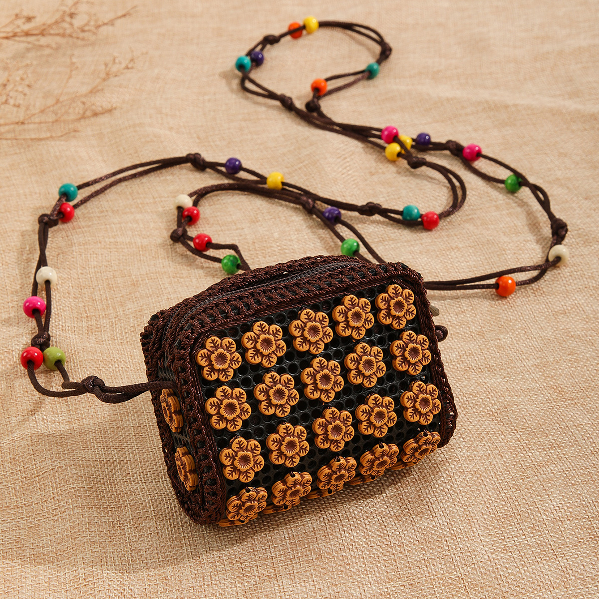 波西米亚复古树脂串珠斜肩迷你包包福椰 35