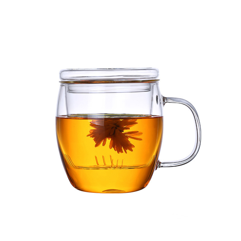 Filtering water cup, tea brewing set, office cup, heated high borosilicate glass tea set, tea cup Application Scenario