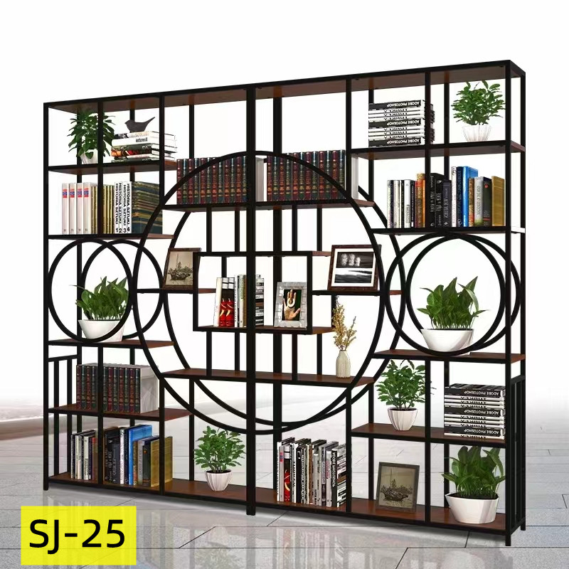 Lu Zi Furniture - Iron art partition, simple storage rack, living room bookshelf, multi-layer storage rack, display rack, floor-standing shelf, home storage rack Specification image