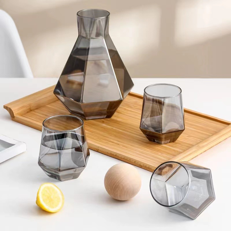 Glass cold water kettle set, household high borosilicate glass large-capacity cold water kettle, cups, white boiling water kettle Specification image