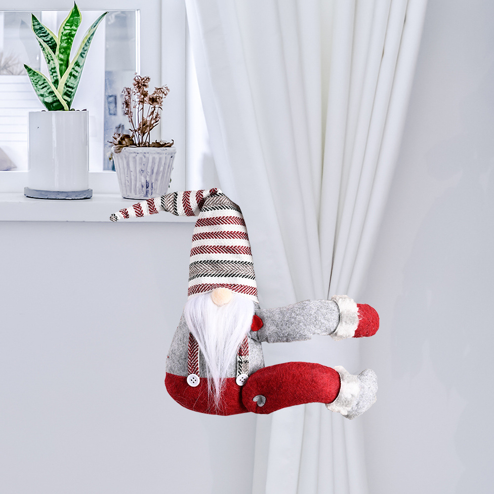 Christmas festival decorations, striped hats, forest elders, side-hugging curtains, door curtains, hanging door curtains, hanging curtains, hanging Christmas ornaments details Picture