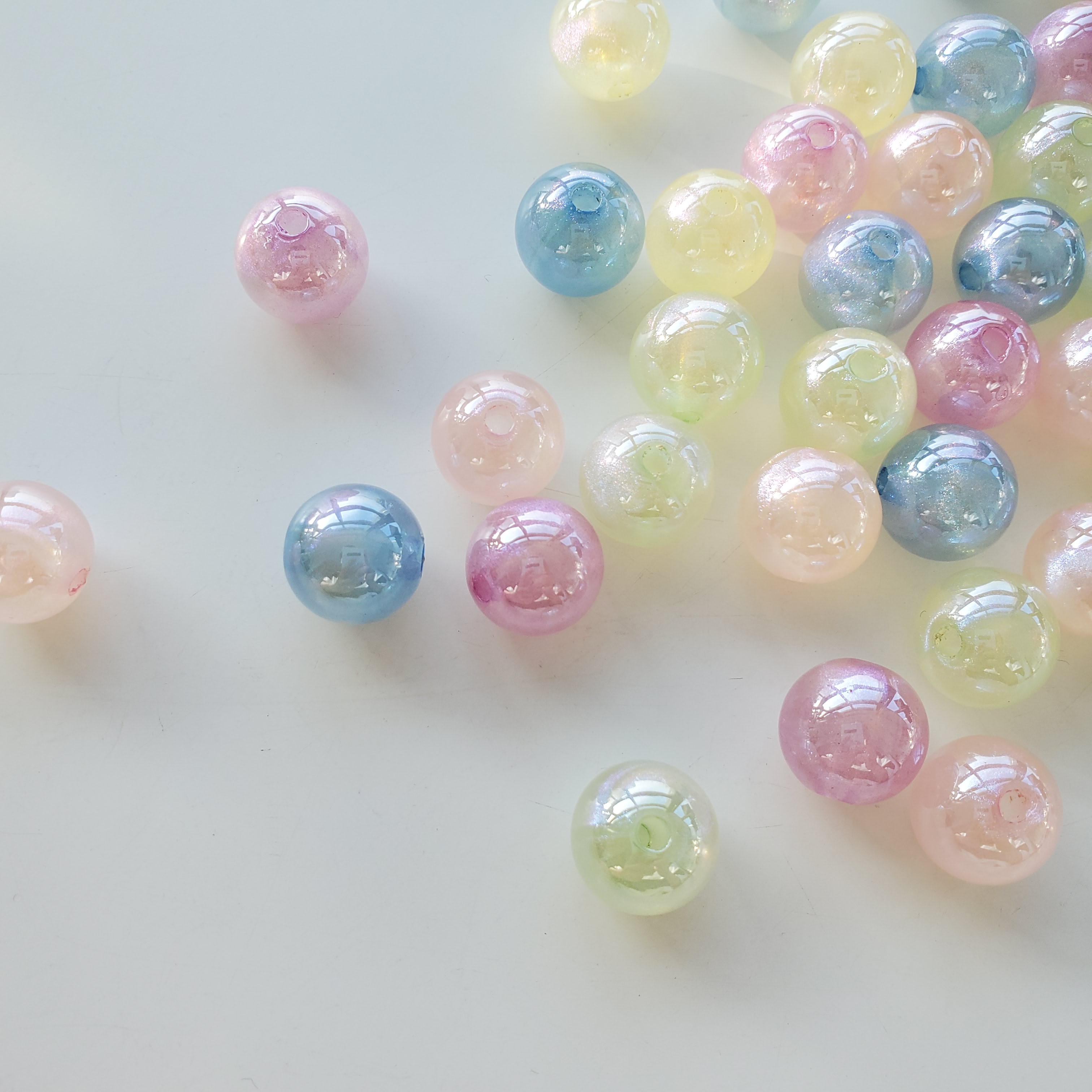 Acrylic pearlescent sugar beans, 14mm round beads, loose beads, string beads, diy material, children's necklace, hair tie accessories Specification image