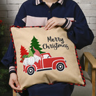 圣诞节装饰品森林老人汽车抱枕套仿麻布枕头套靠枕套方形枕套