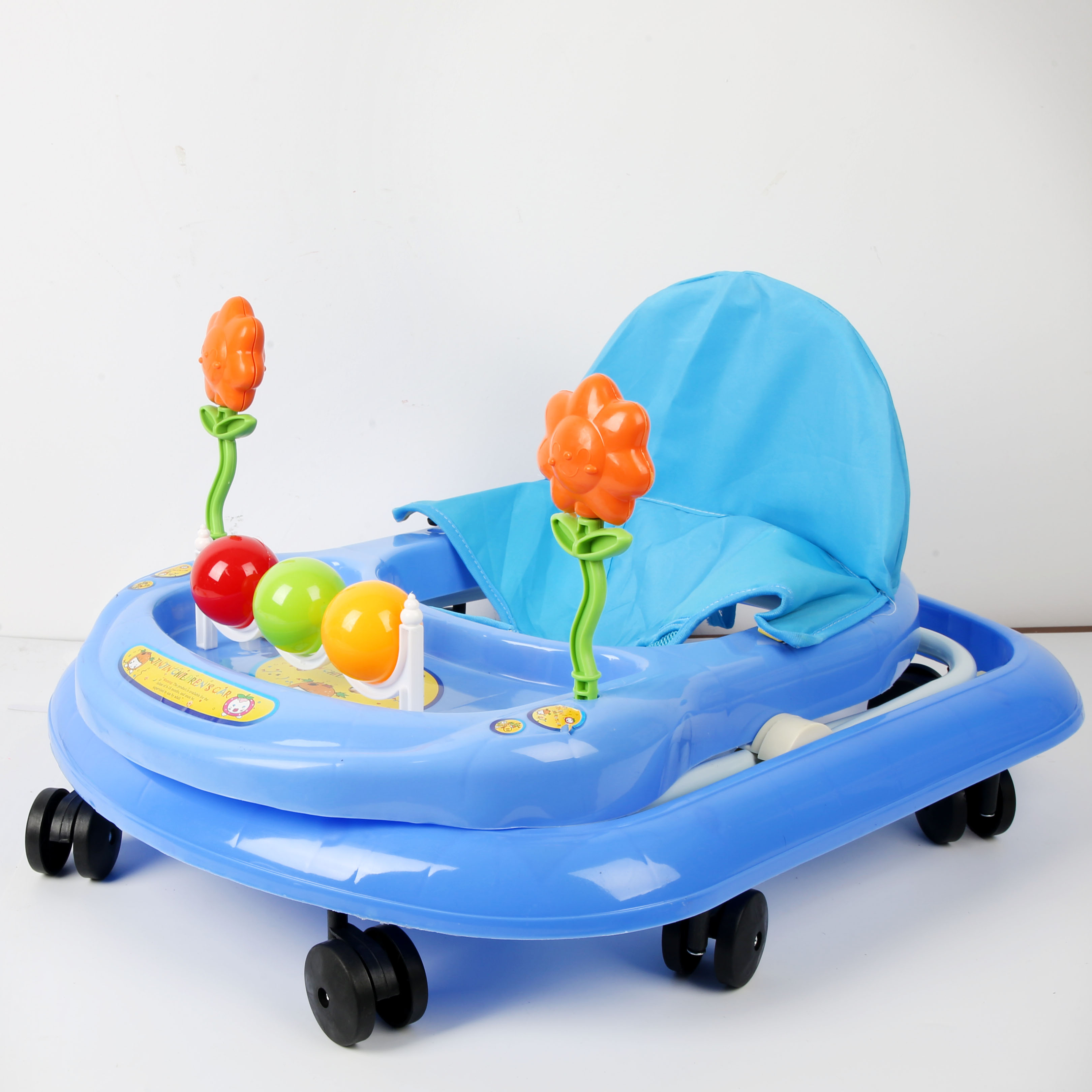Baby walker to prevent O-shaped legs, multi-functional baby anti-rollover, baby can sit and push, baby walker, starting cart, children's cart, baby walker, cute blue ball small tree details Picture