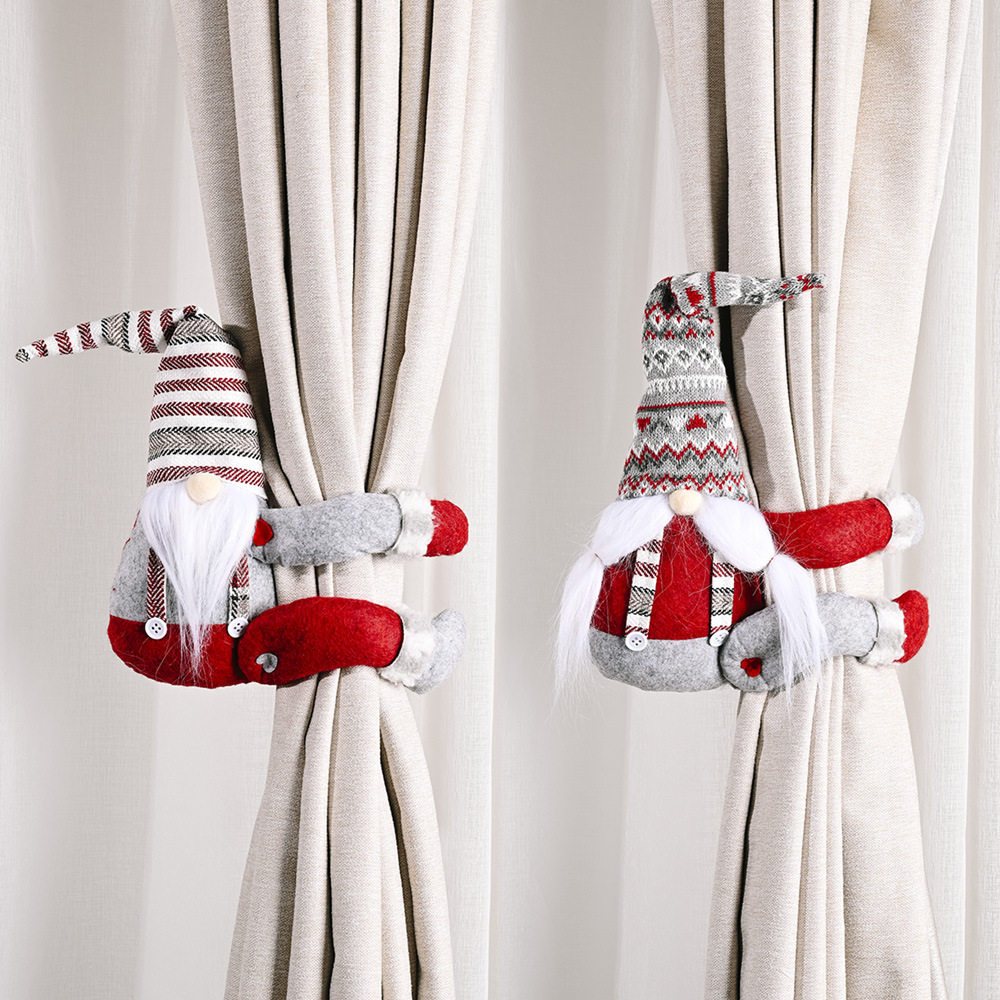Christmas festival decorations, striped hats, forest elders, side-hugging curtains, door curtains, hanging door curtains, hanging curtains, hanging Christmas ornaments