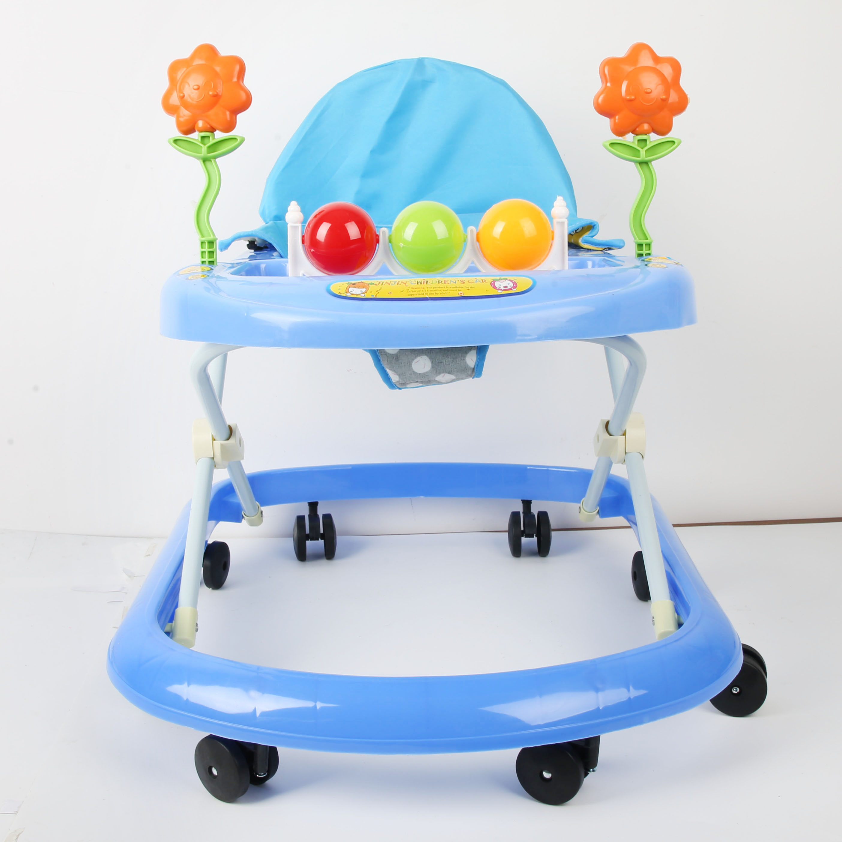 Baby walker to prevent O-shaped legs, multi-functional baby anti-rollover, baby can sit and push, baby walker, starting cart, children's cart, baby walker, cute blue ball small tree Specification image