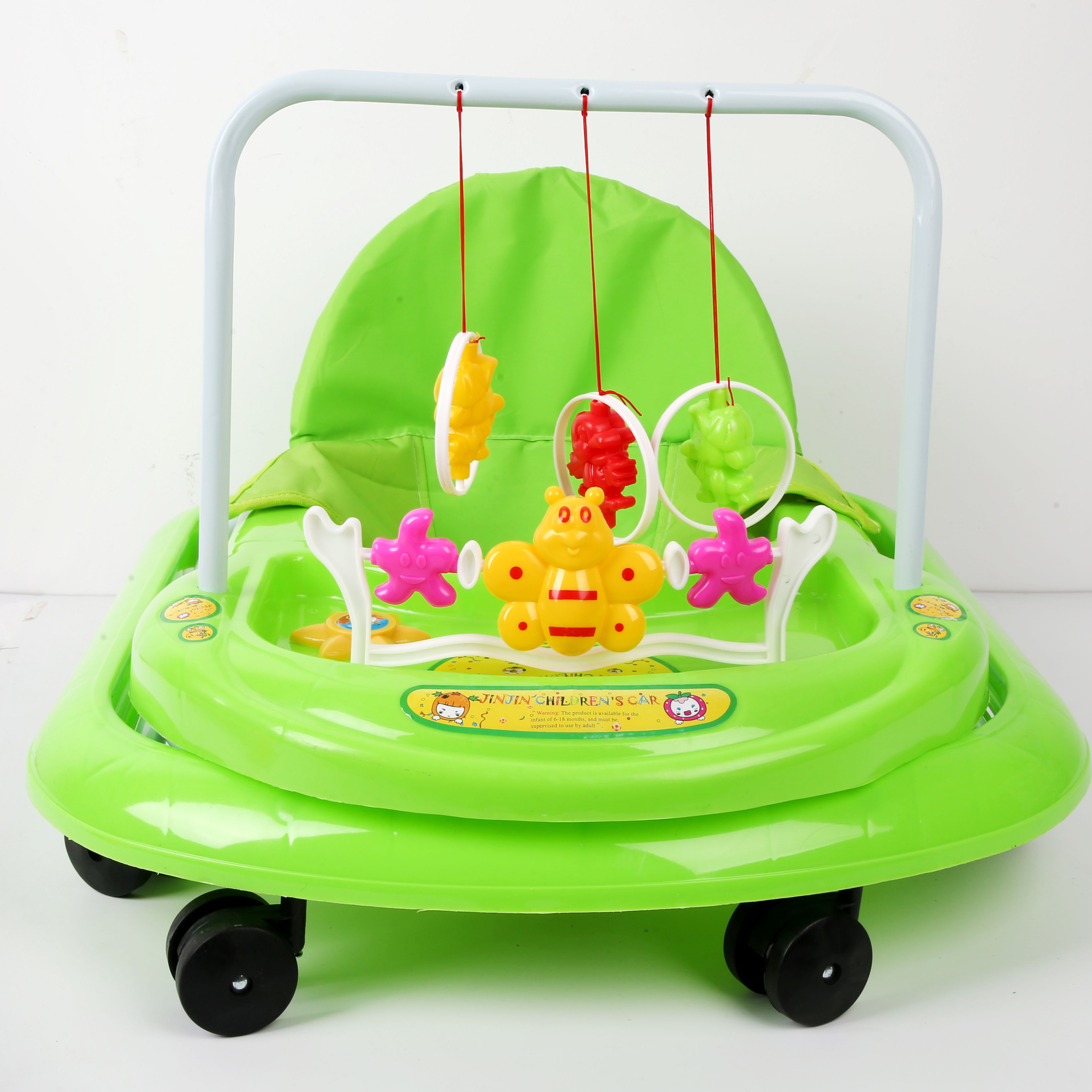 Baby walker to prevent O-shaped legs, multi-functional anti-rollover for babies, can be sat on or pushed. Baby walker, starting cart, stroller, baby walker, cute green bee toy stand Specification image