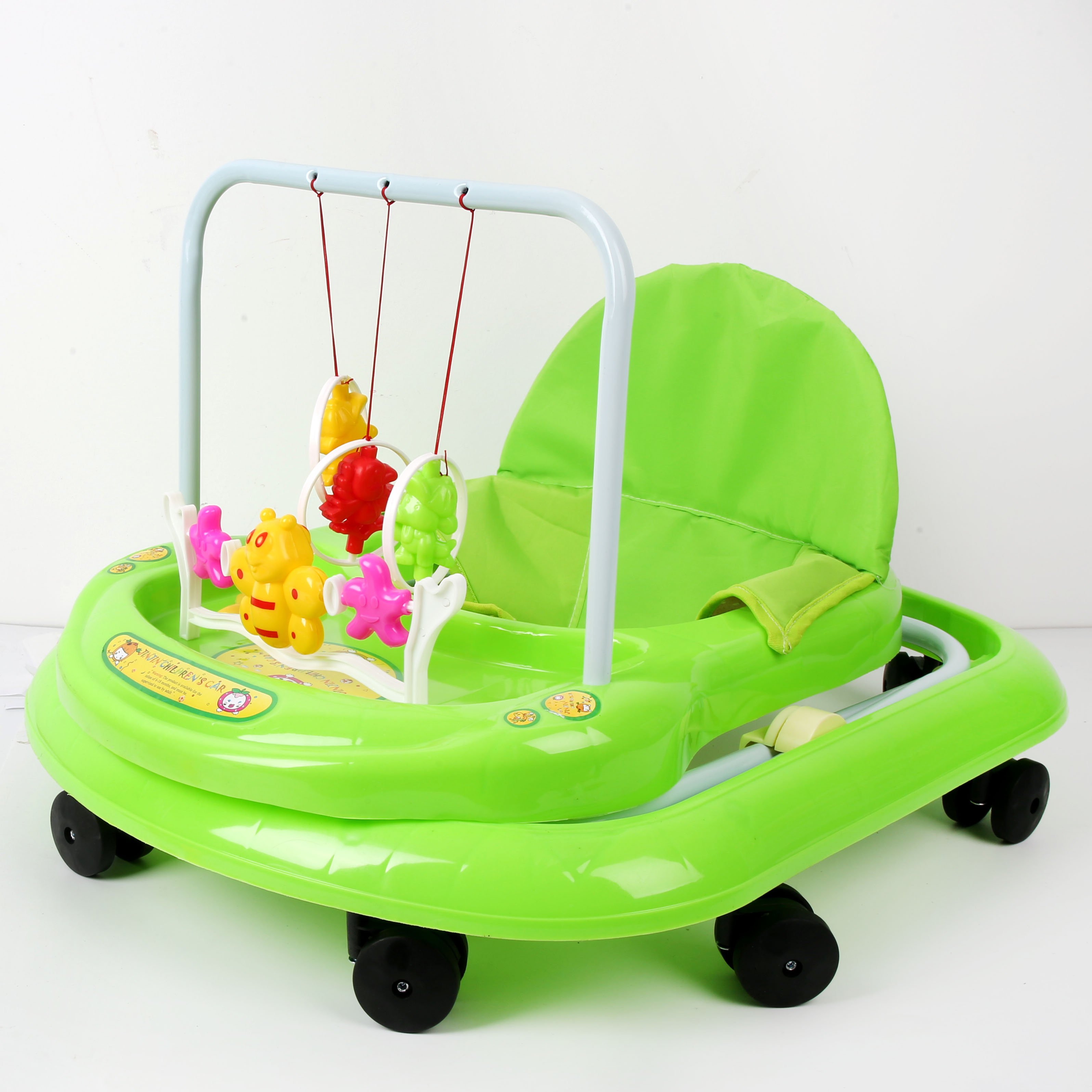 Baby walker to prevent O-shaped legs, multi-functional anti-rollover for babies, can be sat on or pushed. Baby walker, starting cart, stroller, baby walker, cute green bee toy stand Application Scenario