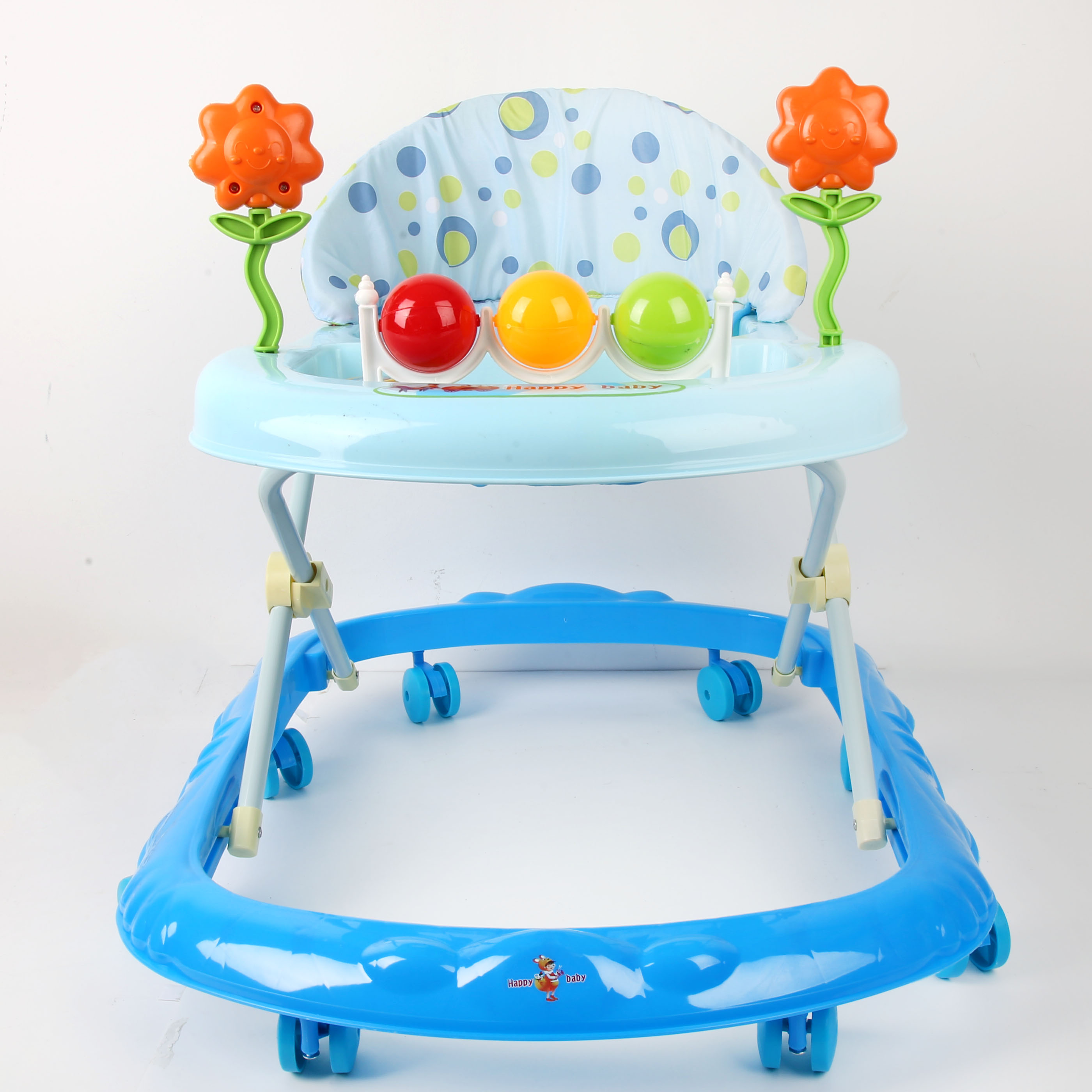 Baby walker to prevent O-shaped legs, multi-functional anti-rollover for babies, can be sat on or pushed. Baby walker, starting cart, children's cart, baby walker, cute sky blue small ball tree details Picture