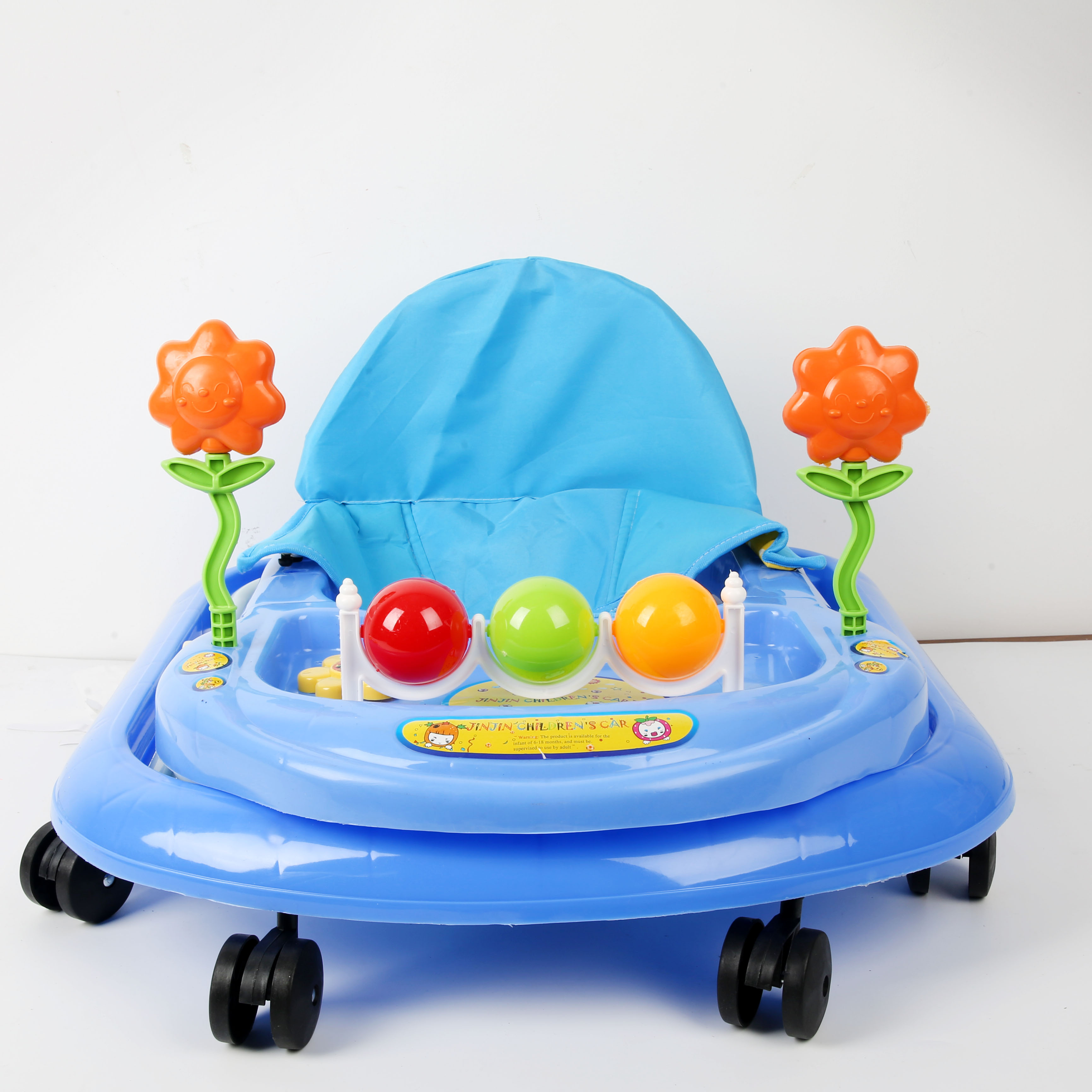 Baby walker to prevent O-shaped legs, multi-functional baby anti-rollover, baby can sit and push, baby walker, starting cart, children's cart, baby walker, cute blue ball small tree Application Scenario