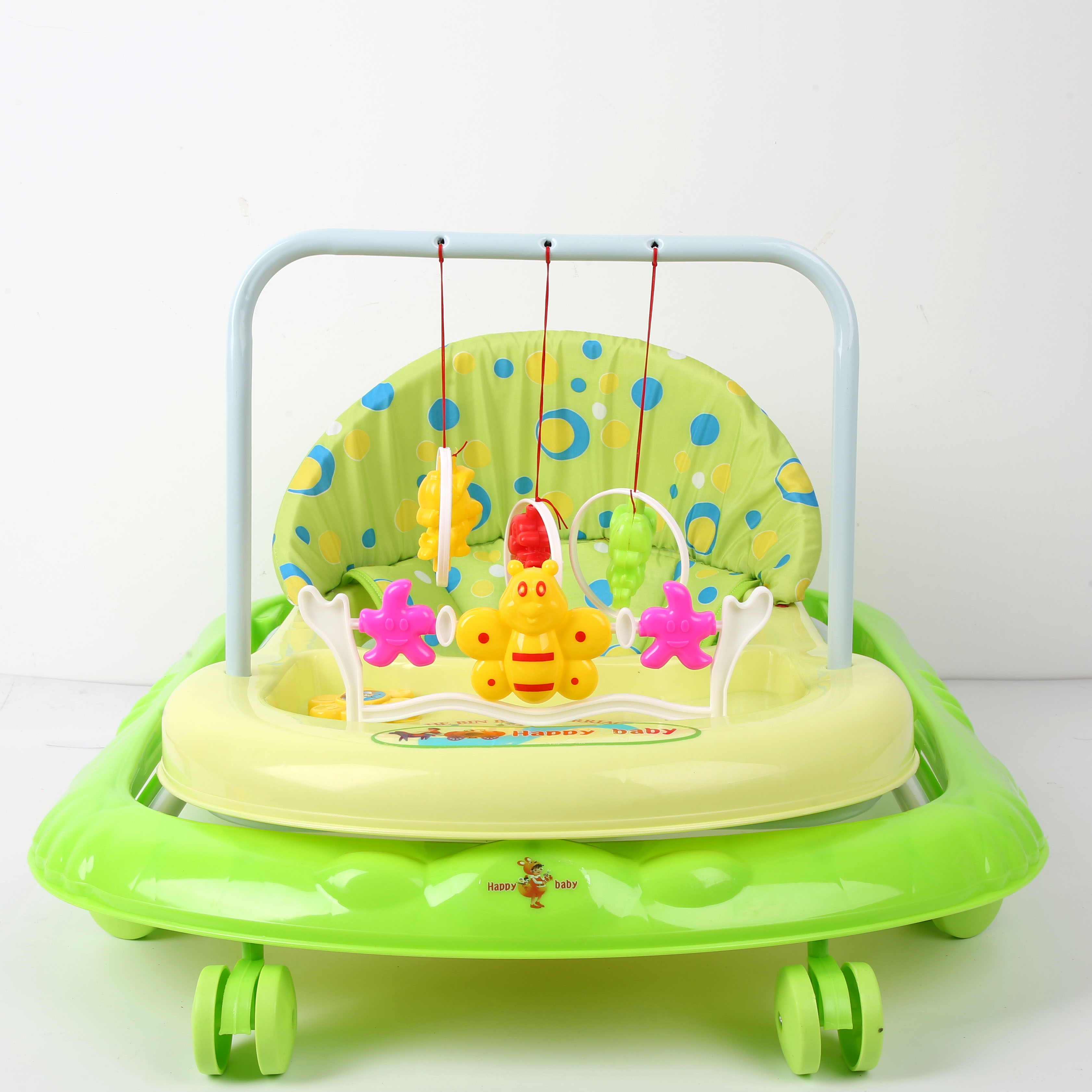 Baby walker to prevent O-shaped legs, multi-functional baby anti-rollover, baby can sit and push, baby walker, starting cart, children's cart, baby walker, cute toy rack, little bee, emerald green Application Scenario