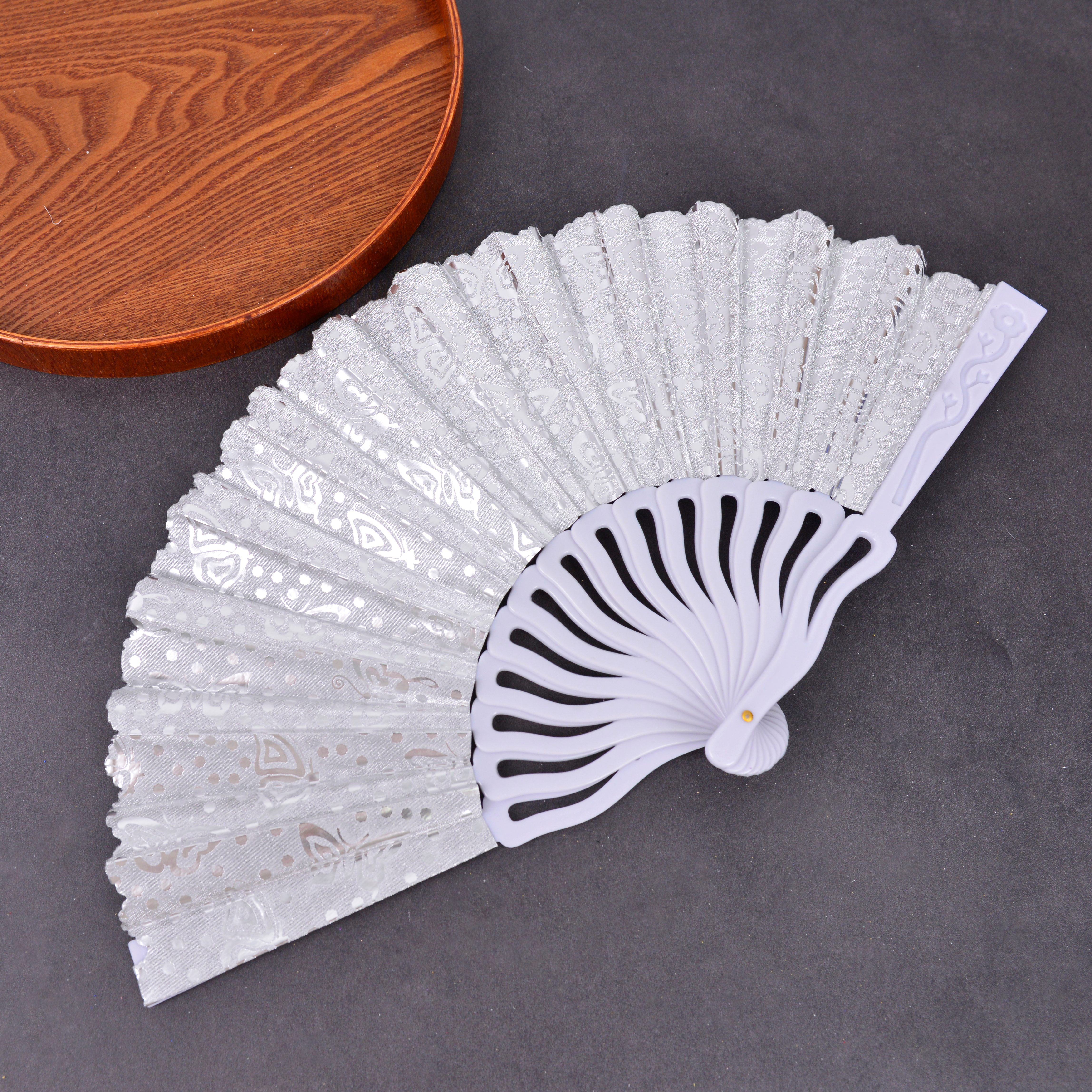 中国风扇子舞蹈扇S形蝴蝶金葱塑料扇龙骨扇