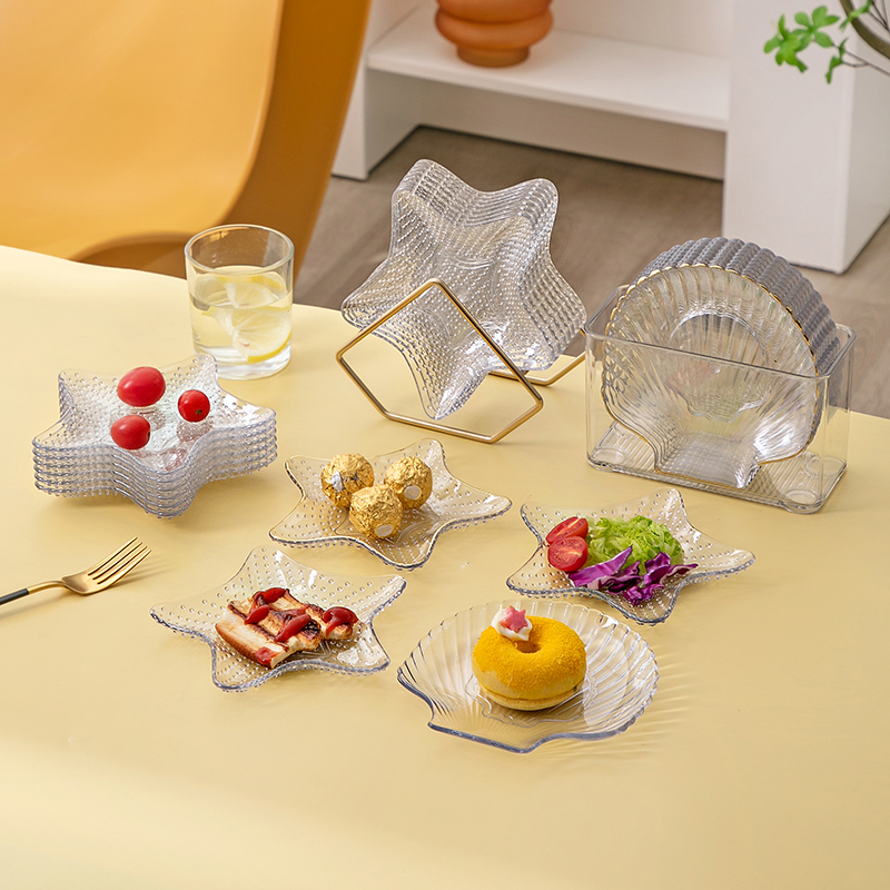 PET fruit, nut, snack and pastry plate, Nordic style transparent and simple display plate, creative multi-functional storage plate now available Specification image