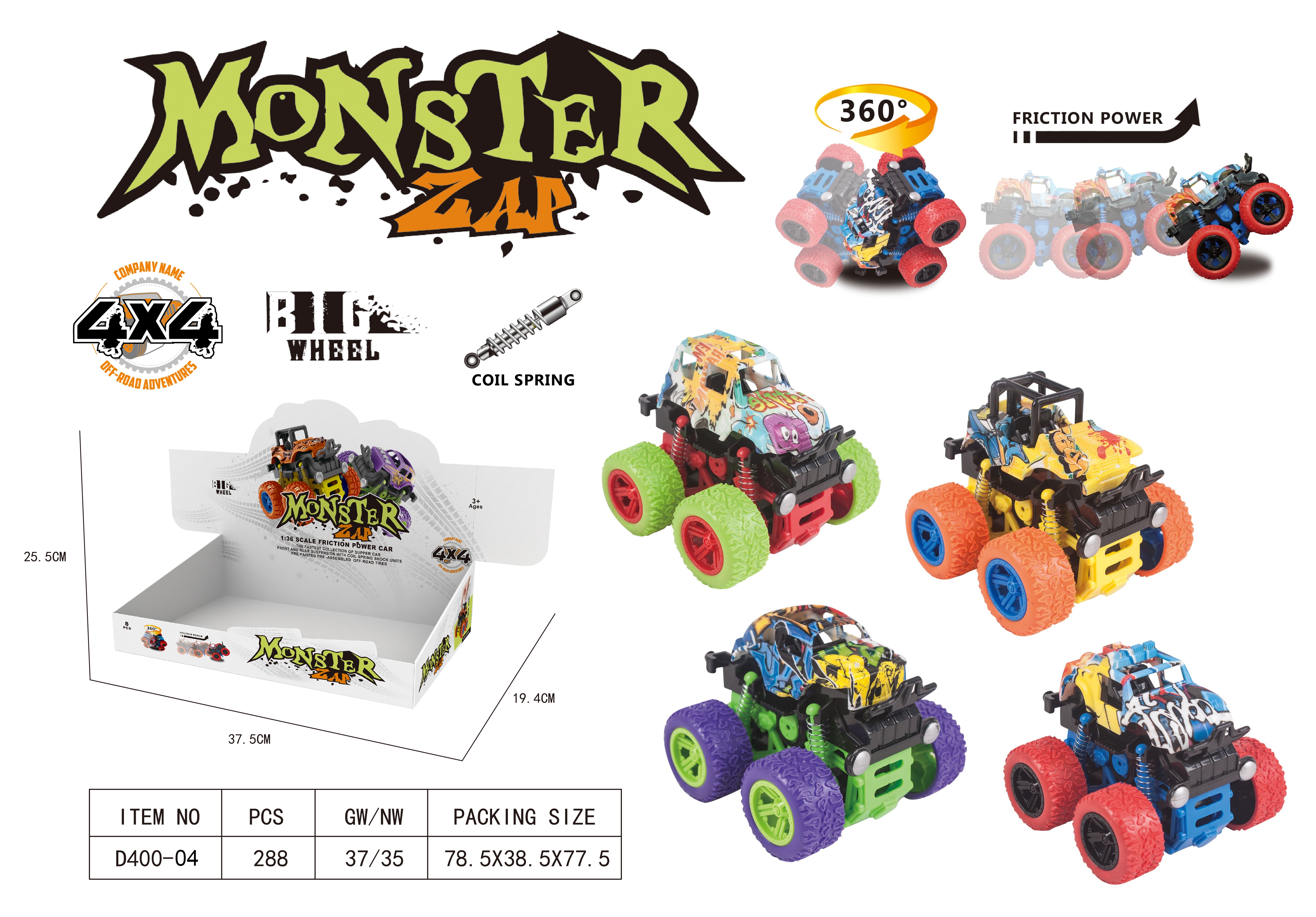 Tao Le Bi Di Di Inertial Car 360-degree Rotating Display Box Gift Toy D400-03/04 details Picture