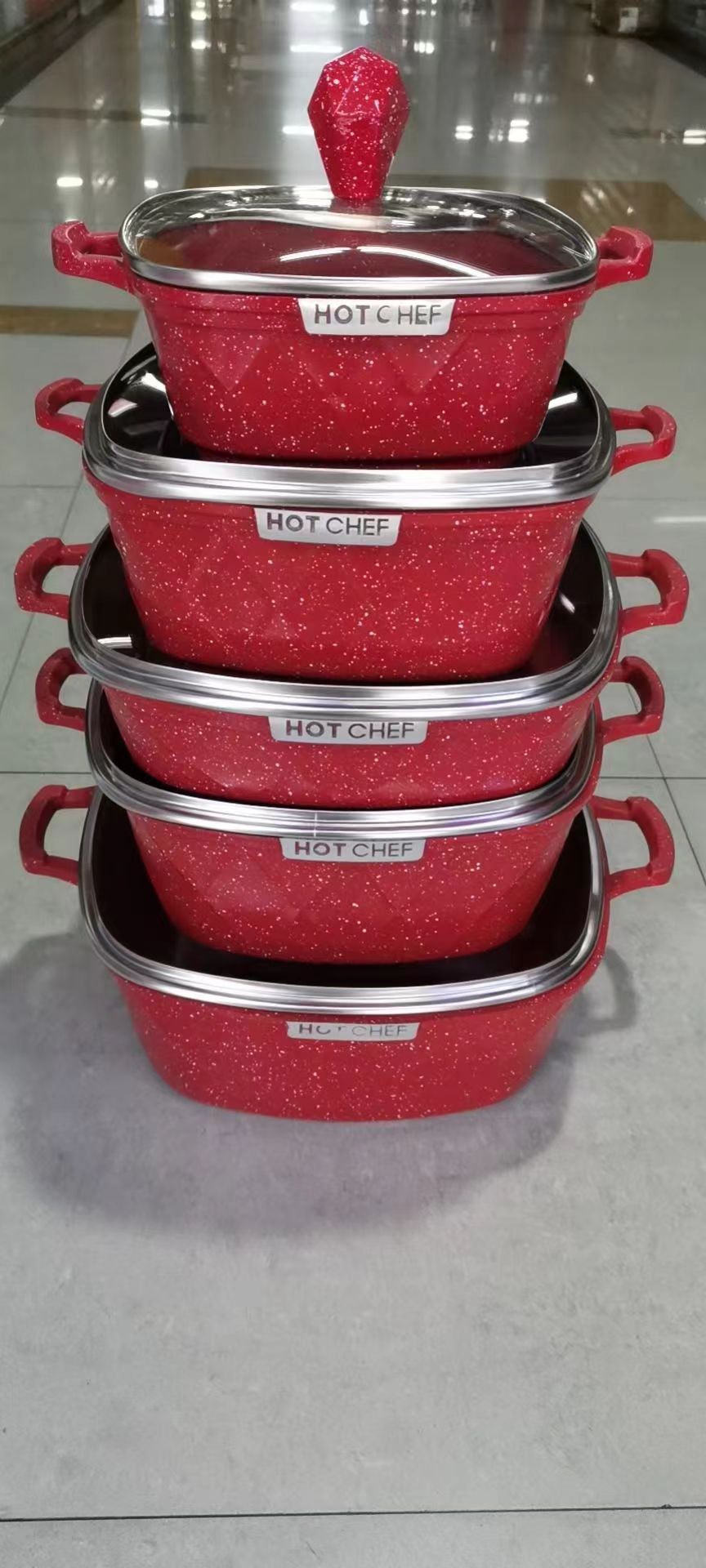 10PC diamond die-cast aluminum pot with marble mixed color