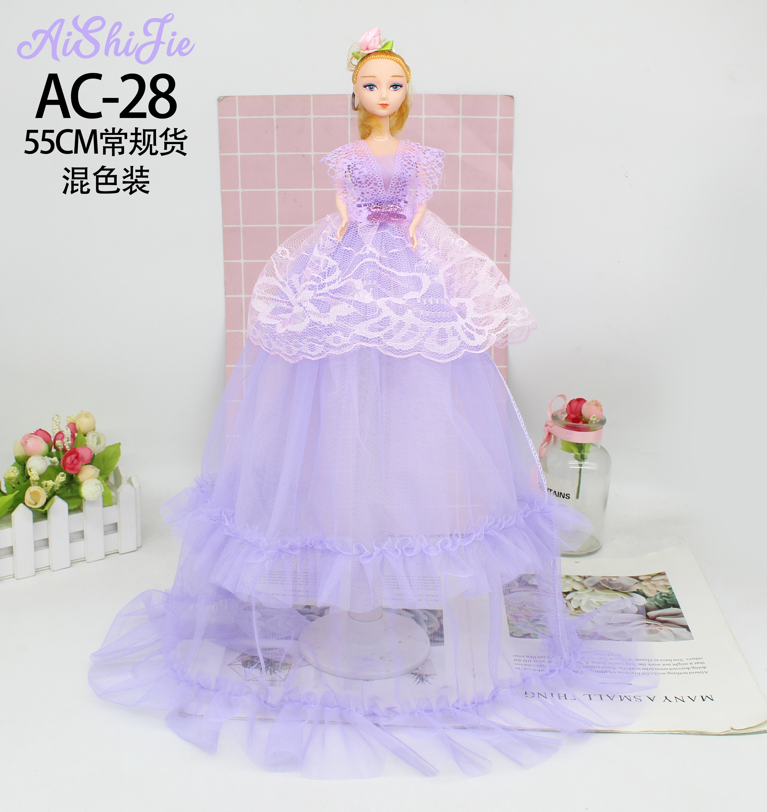 Factory direct sales of 55cm wedding dresses, Barbie dolls, girl toys, princesses, play house toys, dance event gifts
