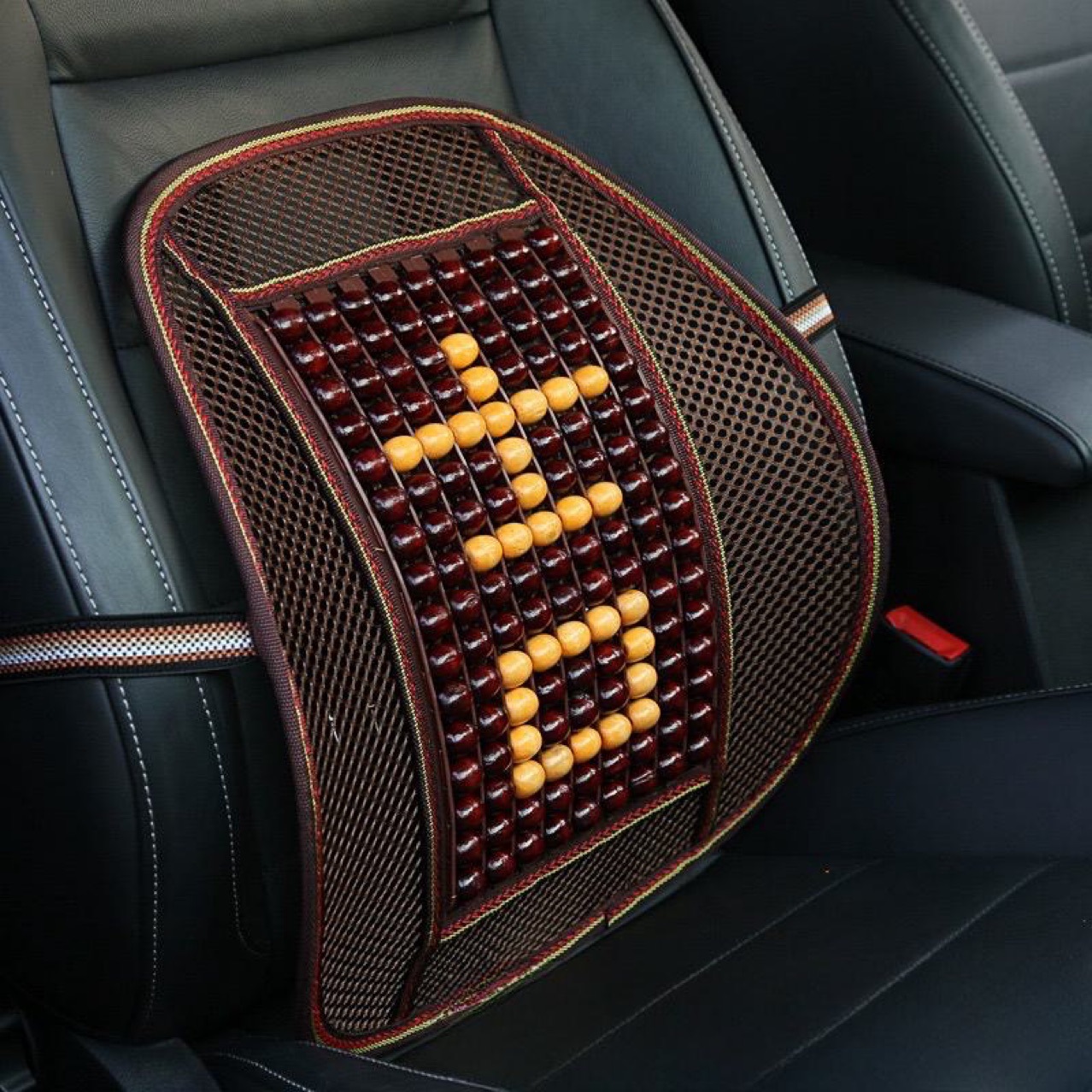 Summer wooden bead lumbar support, ventilation and breathability, massage lumbar support pad, office seat backrest pad, lumbar pad, car supplies, Qiwei Car decoration QW47