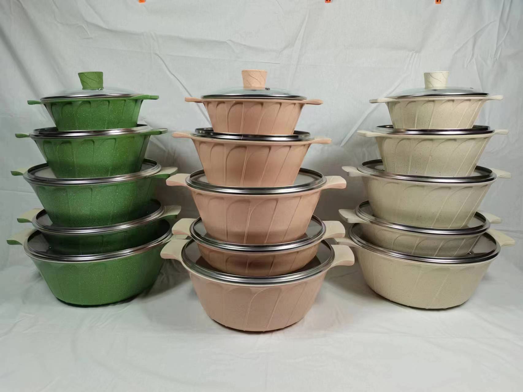 Arch-shaped die-cast pot with marble mixed color