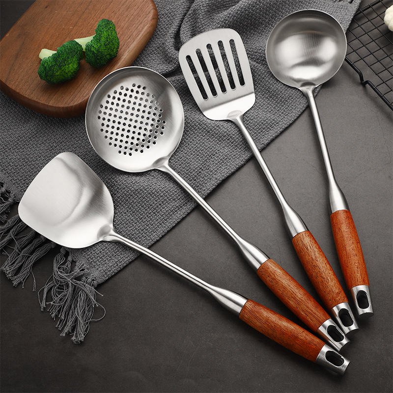 不锈钢锅铲勺/厨具/厨房用品工具白底实物图