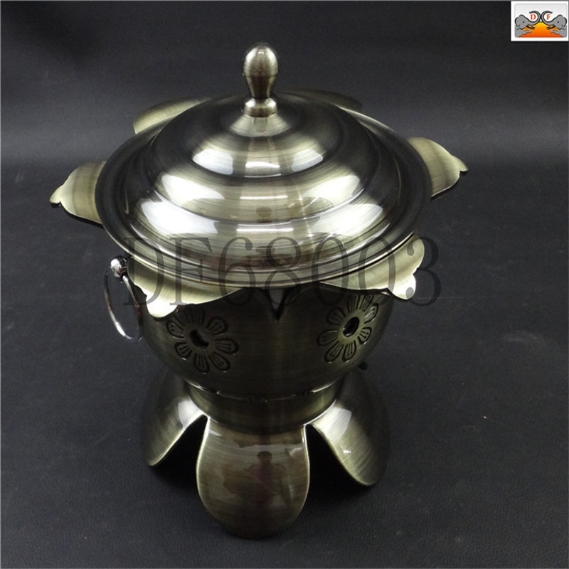 DF99003 Plum blossom stove cover, stainless steel thickened alcohol stove, single-person beef, commercial and household Tom Yin Gong imitation copper small hot pot, one pot per person, DF TRADING HOUSE Item Picture
