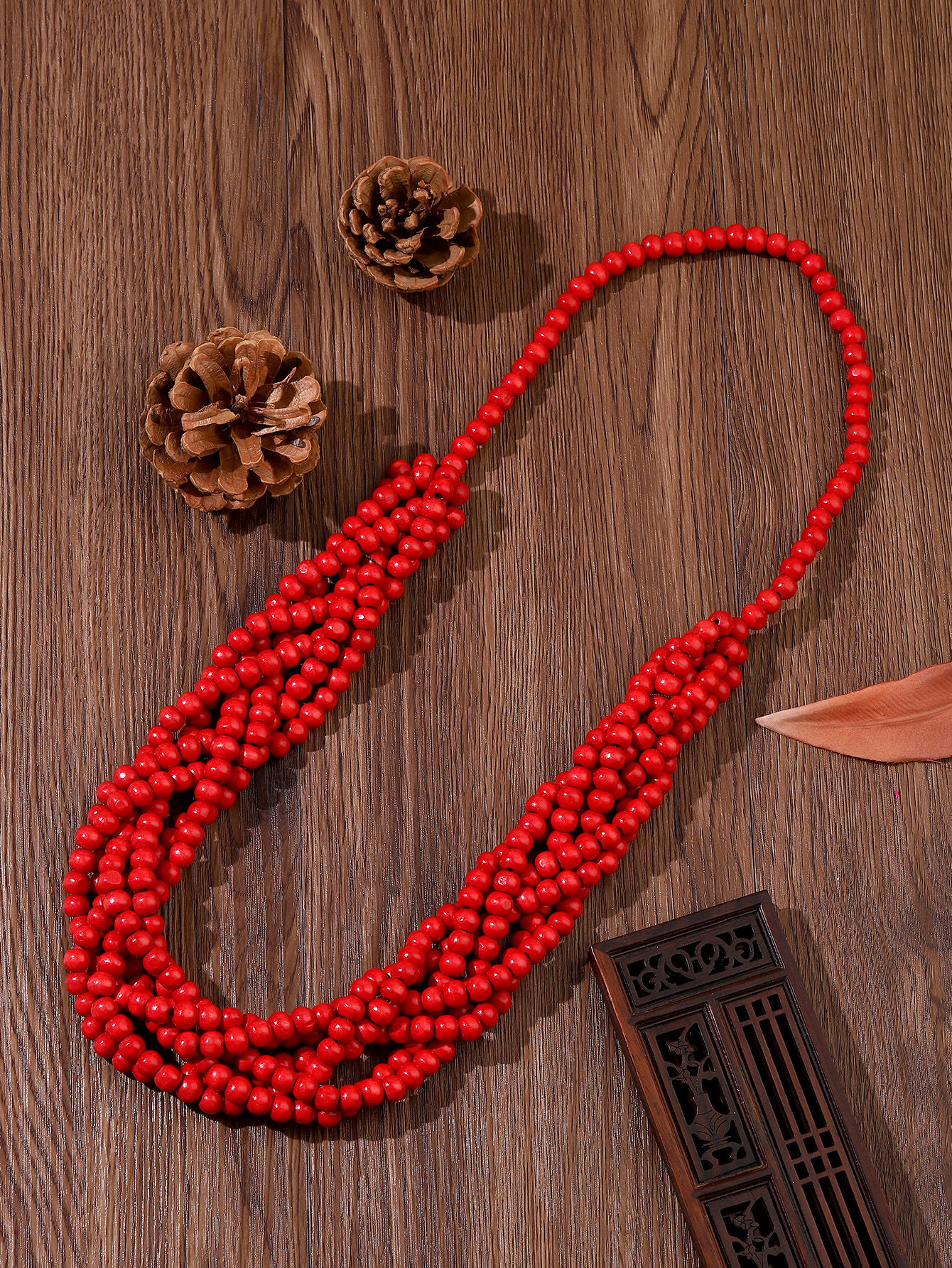 波西米亚风手工串珠多层缠绕麻花项链170