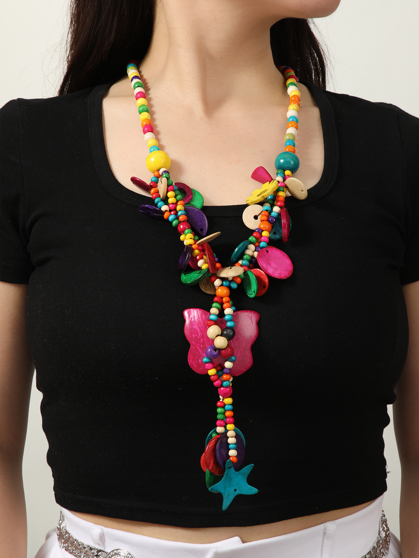 波西米亚风椰壳手工串珠蝴蝶项链 福椰椰 105