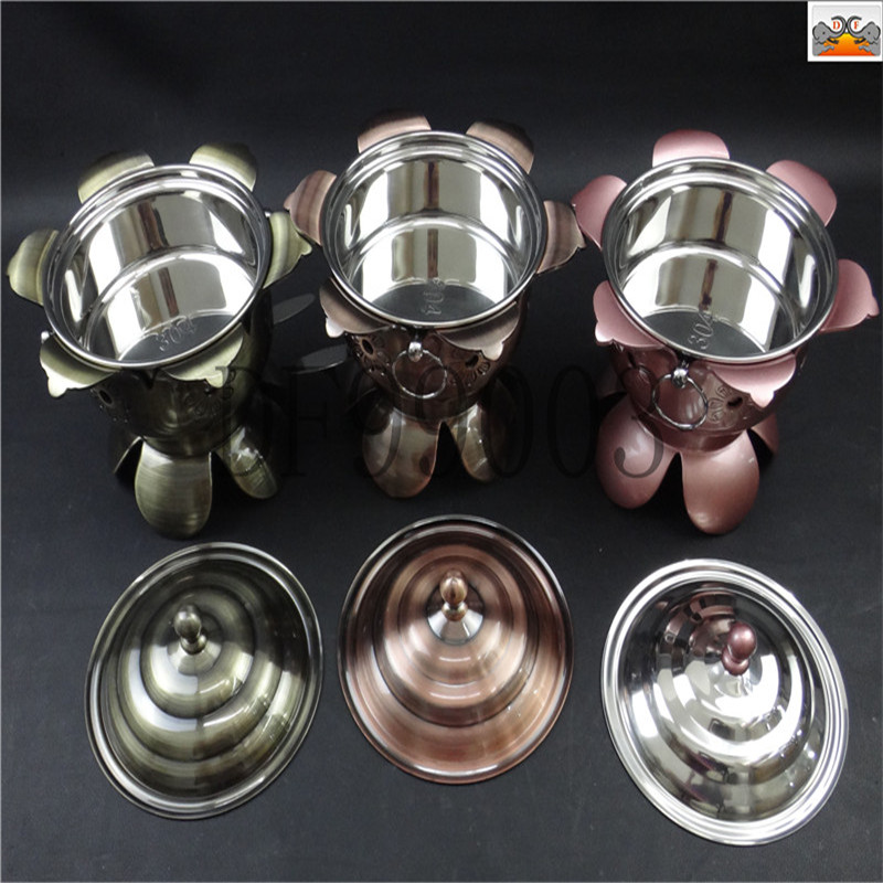 DF99003 Plum blossom stove cover, stainless steel thickened alcohol stove, single-person beef, commercial and household Tom Yin Gong imitation copper small hot pot, one pot per person, DF TRADING HOUSE Specification image