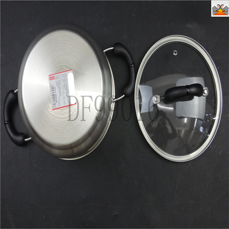 DF99016 Double-layer Mingyue Soup pot, Stainless steel soup pot, Thickened single-bottom milk pot, double-ear porridge pot, household steamer, electromagnetic gas cookware, DF TRADING HOUSE