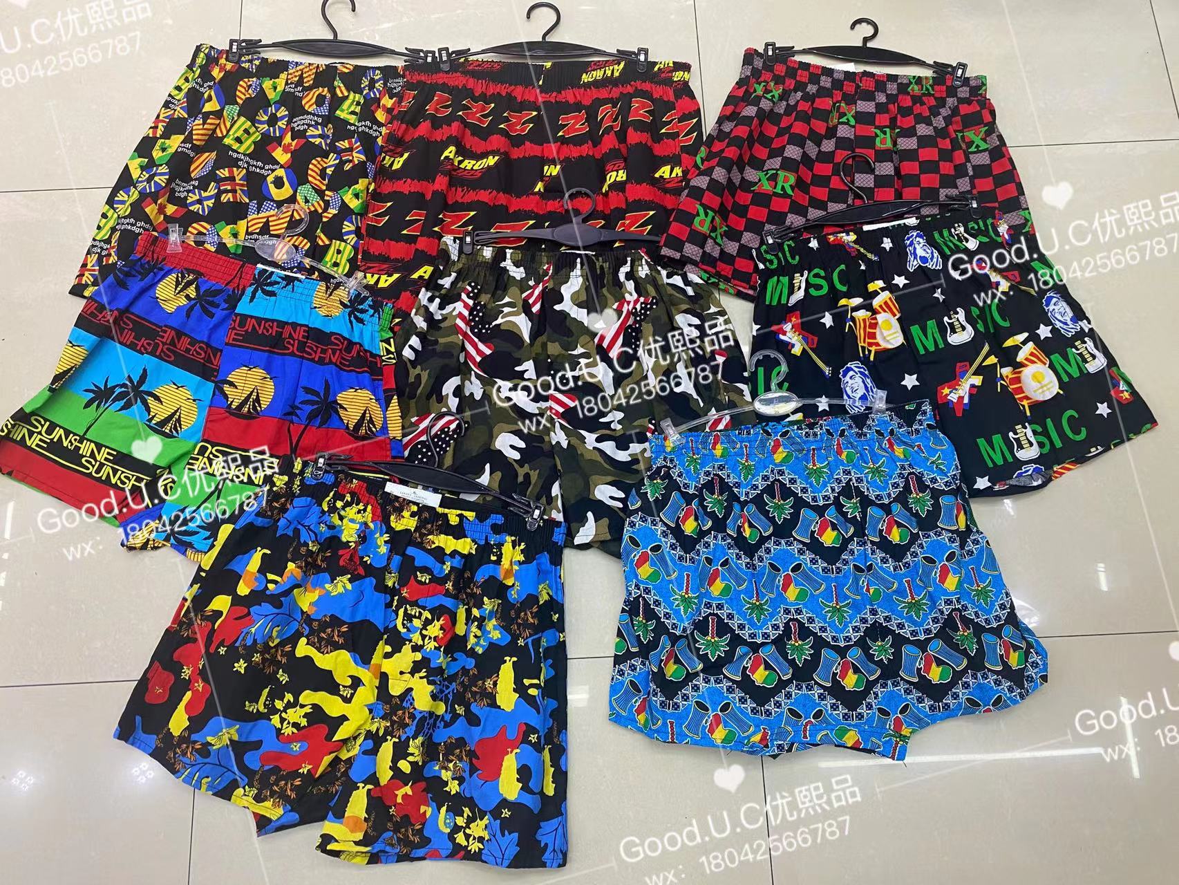 出口外贸男士内裤男士短裤男士阿罗裤棉质男裤四角裤家居裤宽松内裤透气内裤男士平角裤男士沙滩裤热销非洲南美洲欧洲工厂直销爆款