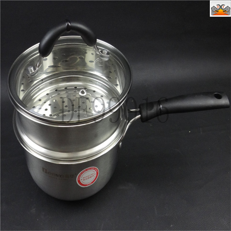 DF68041 Double-layer Mingyue milk pot, stainless steel soup pot, thickened milk pot, household baby food cooking noodle pot, open flame induction cooker Special soup, DF TRADING HOUSE