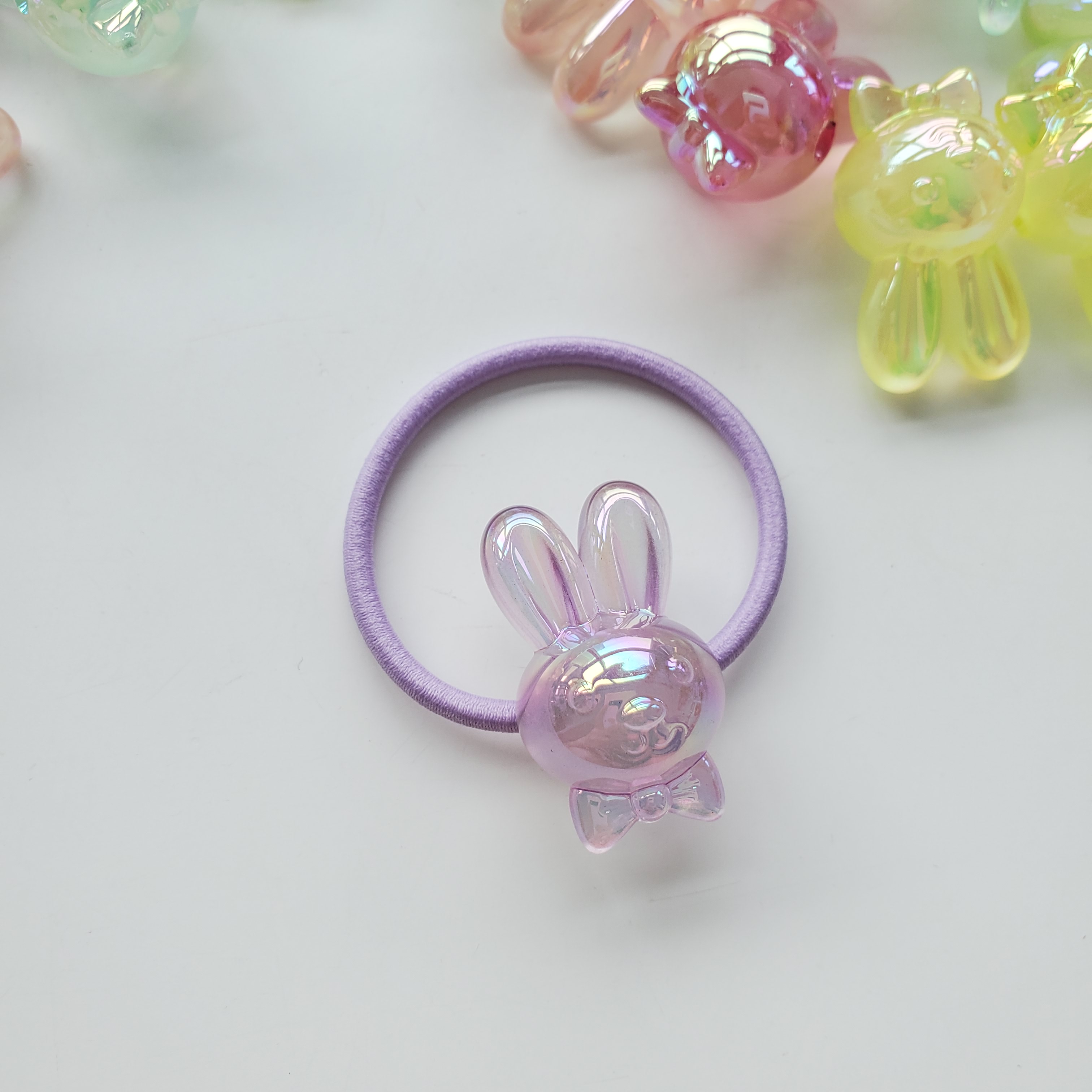 Chenming accesorios moda acrílico acrílico backhole brillo conejo adornos para el pelo cuentas diy beading material fabricación minimalista accesorios 100 piezas hechas a mano DIY cuerda para el pelo anillo para el pelo cordón de cuero accesorios Item Picture