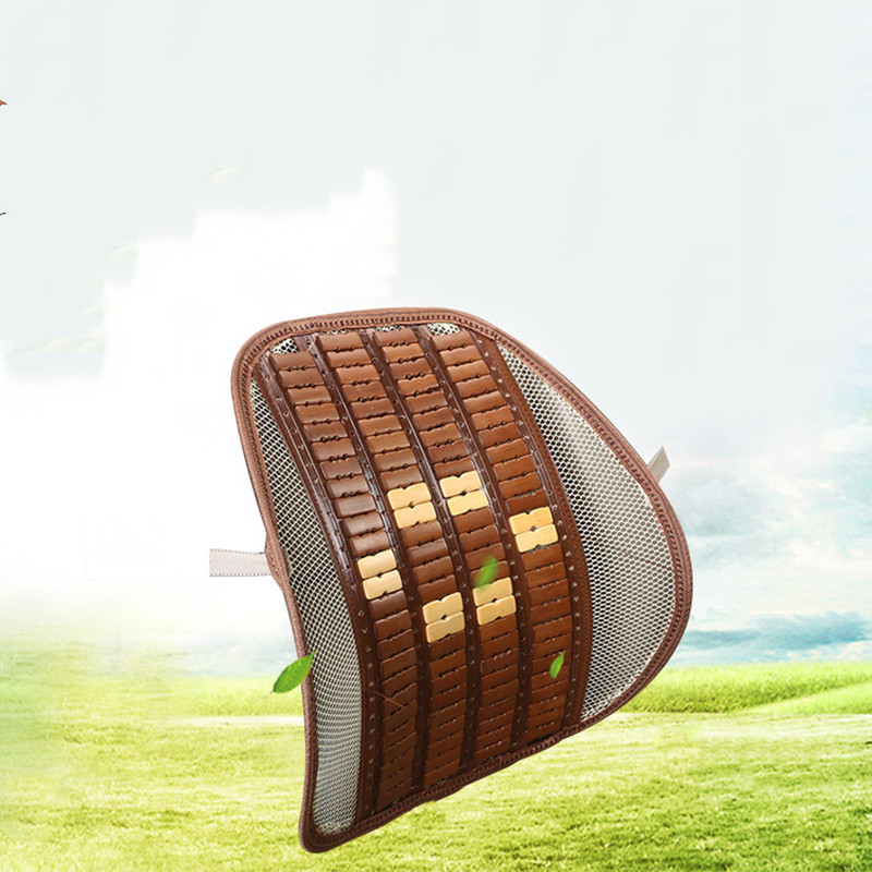 Car seat backrest, all-season universal home and office bamboo block backrest, ice silk bamboo block breathable backrest cushion, QW49 car decoration details Picture